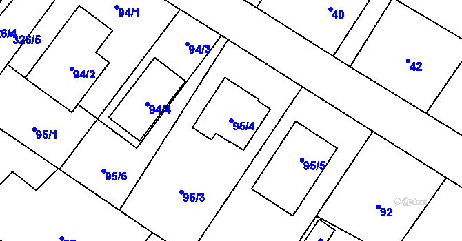 Parcela st. 95/4 v KÚ Krmelín, Katastrální mapa