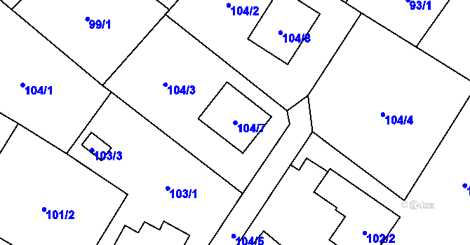 Parcela st. 104/7 v KÚ Krmelín, Katastrální mapa