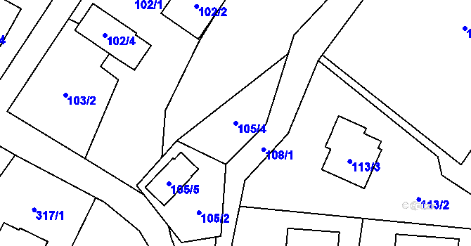 Parcela st. 105/4 v KÚ Krmelín, Katastrální mapa
