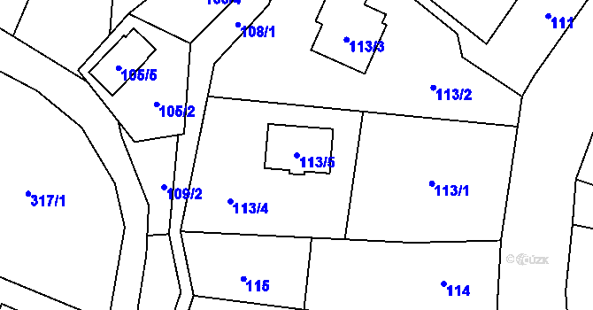 Parcela st. 113/5 v KÚ Krmelín, Katastrální mapa