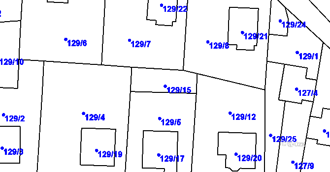 Parcela st. 129/15 v KÚ Krmelín, Katastrální mapa