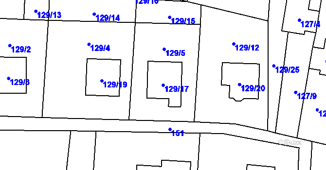 Parcela st. 129/17 v KÚ Krmelín, Katastrální mapa