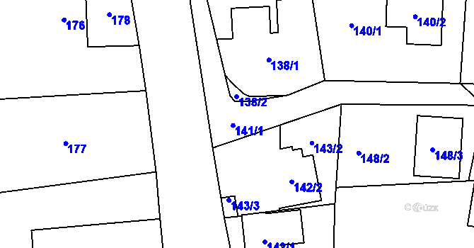 Parcela st. 141 v KÚ Krmelín, Katastrální mapa