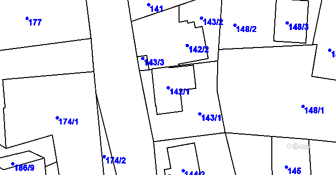Parcela st. 142/1 v KÚ Krmelín, Katastrální mapa