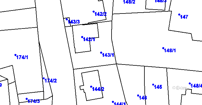 Parcela st. 143/1 v KÚ Krmelín, Katastrální mapa