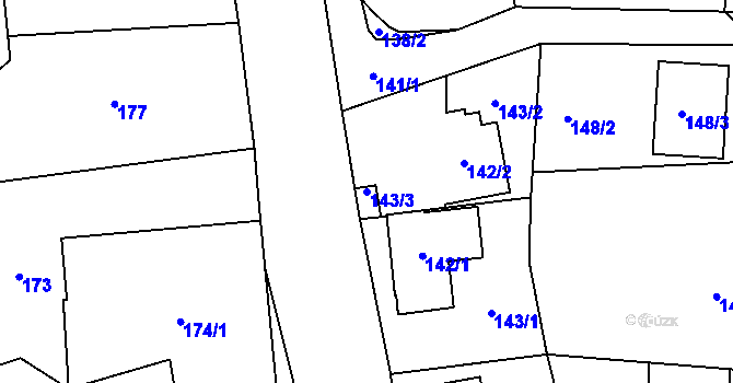 Parcela st. 143/3 v KÚ Krmelín, Katastrální mapa