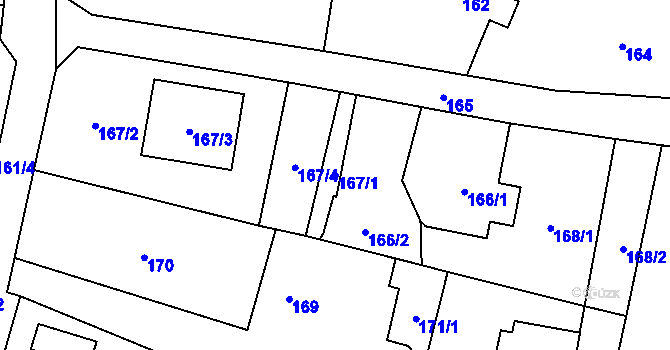 Parcela st. 167/1 v KÚ Krmelín, Katastrální mapa