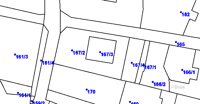Parcela st. 167/3 v KÚ Krmelín, Katastrální mapa