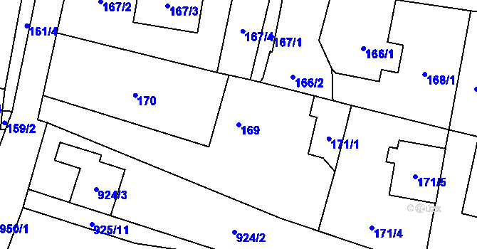 Parcela st. 169 v KÚ Krmelín, Katastrální mapa