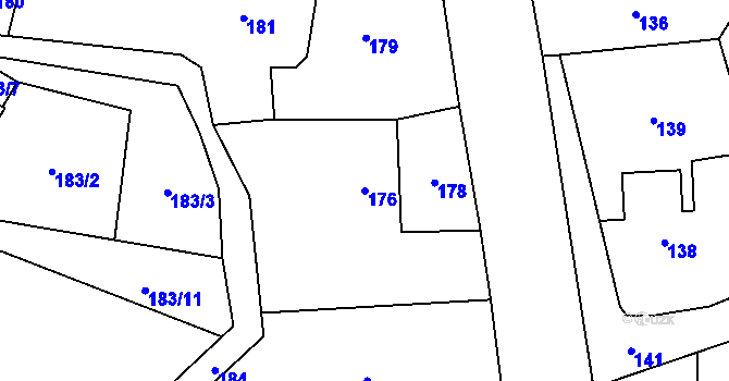 Parcela st. 176 v KÚ Krmelín, Katastrální mapa