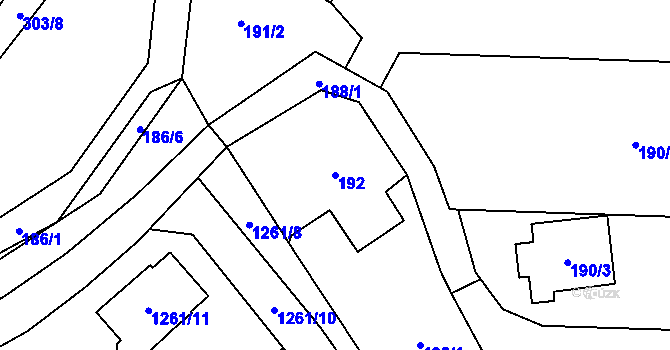 Parcela st. 192 v KÚ Krmelín, Katastrální mapa