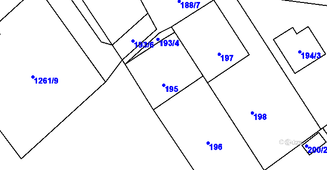 Parcela st. 195 v KÚ Krmelín, Katastrální mapa