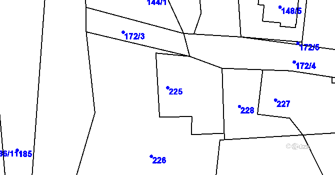 Parcela st. 225 v KÚ Krmelín, Katastrální mapa