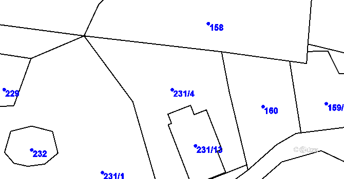 Parcela st. 231/4 v KÚ Krmelín, Katastrální mapa
