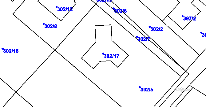 Parcela st. 302/17 v KÚ Krmelín, Katastrální mapa