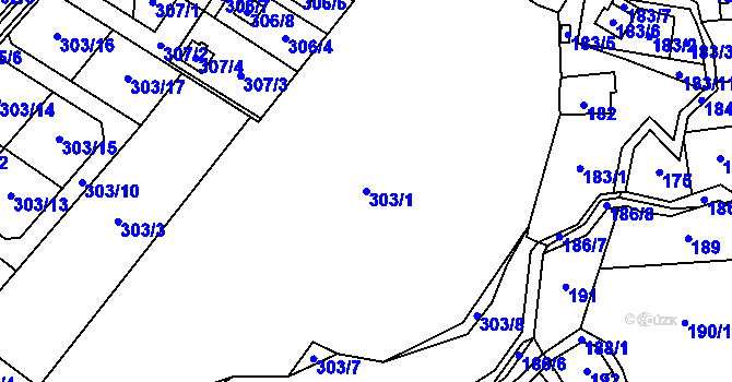 Parcela st. 303/1 v KÚ Krmelín, Katastrální mapa