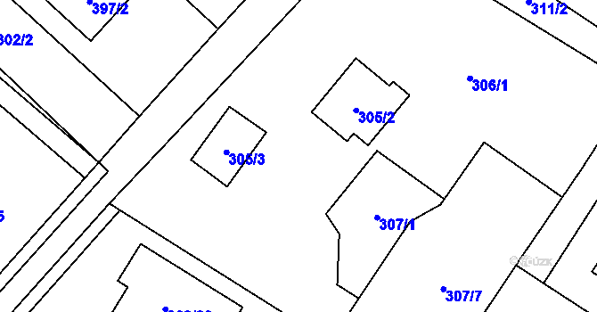 Parcela st. 305/1 v KÚ Krmelín, Katastrální mapa