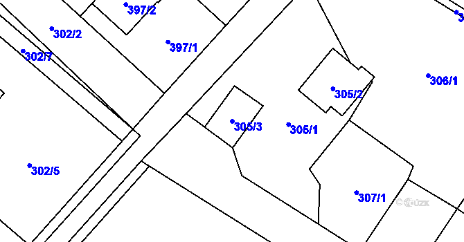 Parcela st. 305/3 v KÚ Krmelín, Katastrální mapa