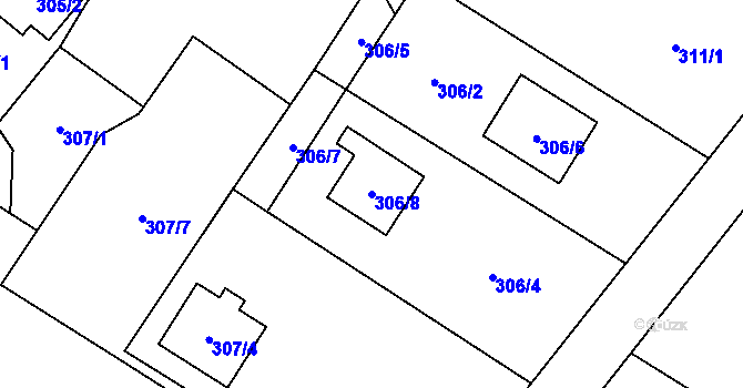 Parcela st. 306/8 v KÚ Krmelín, Katastrální mapa