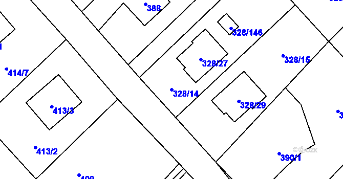 Parcela st. 328/14 v KÚ Krmelín, Katastrální mapa