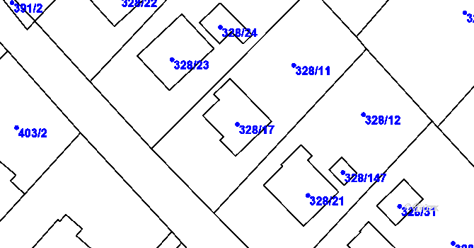 Parcela st. 328/17 v KÚ Krmelín, Katastrální mapa