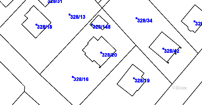 Parcela st. 328/20 v KÚ Krmelín, Katastrální mapa