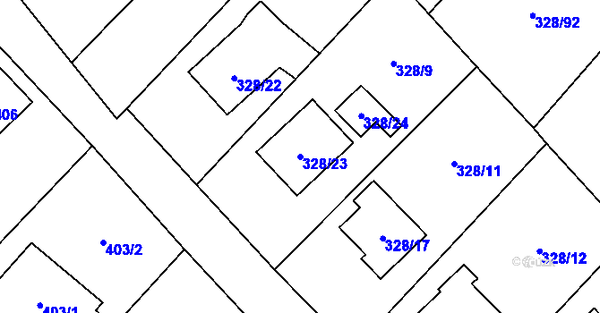Parcela st. 328/23 v KÚ Krmelín, Katastrální mapa