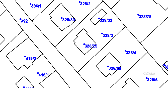 Parcela st. 328/25 v KÚ Krmelín, Katastrální mapa