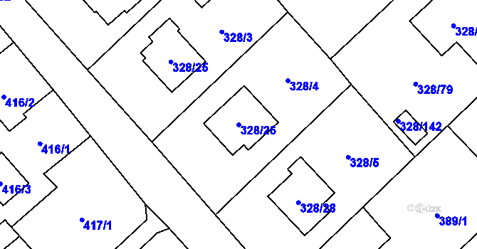 Parcela st. 328/26 v KÚ Krmelín, Katastrální mapa