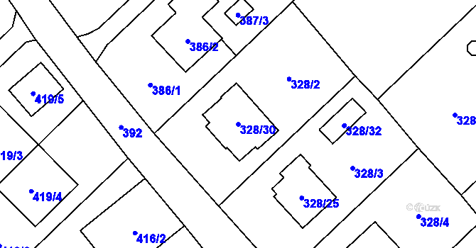 Parcela st. 328/30 v KÚ Krmelín, Katastrální mapa