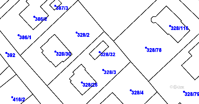 Parcela st. 328/32 v KÚ Krmelín, Katastrální mapa