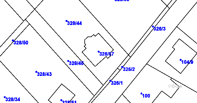 Parcela st. 328/57 v KÚ Krmelín, Katastrální mapa