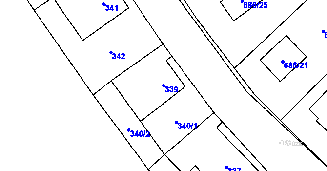 Parcela st. 339 v KÚ Krmelín, Katastrální mapa