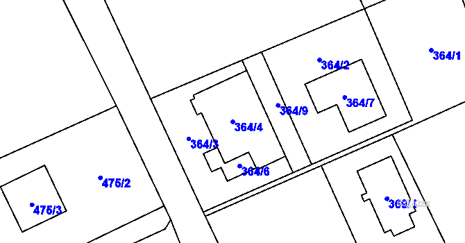 Parcela st. 364/4 v KÚ Krmelín, Katastrální mapa