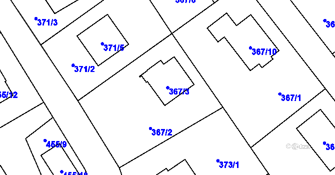 Parcela st. 367/3 v KÚ Krmelín, Katastrální mapa