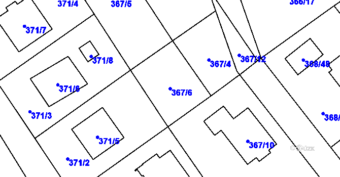 Parcela st. 367/6 v KÚ Krmelín, Katastrální mapa