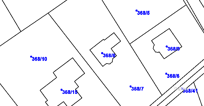 Parcela st. 368/8 v KÚ Krmelín, Katastrální mapa