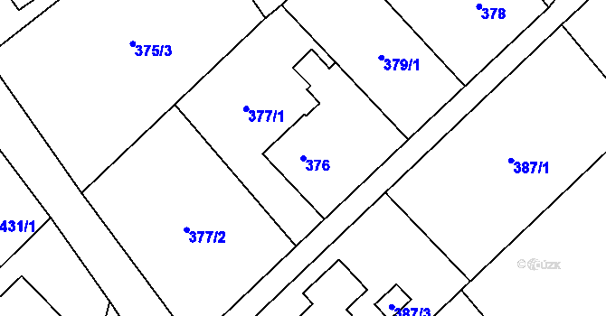 Parcela st. 376 v KÚ Krmelín, Katastrální mapa