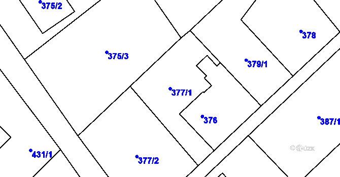 Parcela st. 377/1 v KÚ Krmelín, Katastrální mapa