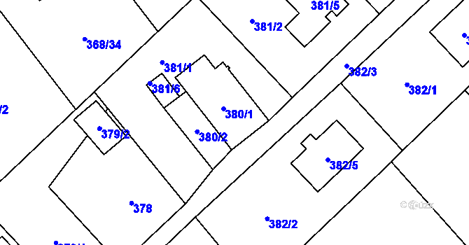 Parcela st. 380 v KÚ Krmelín, Katastrální mapa