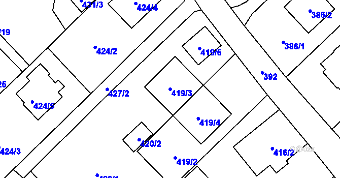 Parcela st. 419/3 v KÚ Krmelín, Katastrální mapa