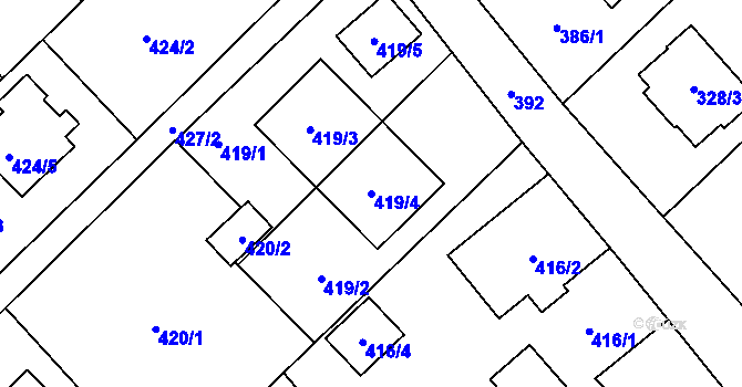 Parcela st. 419/4 v KÚ Krmelín, Katastrální mapa