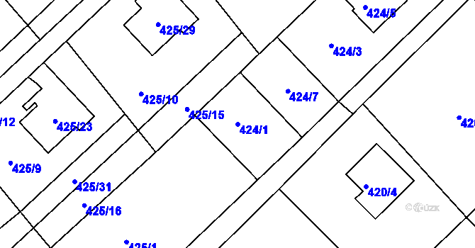 Parcela st. 424/1 v KÚ Krmelín, Katastrální mapa