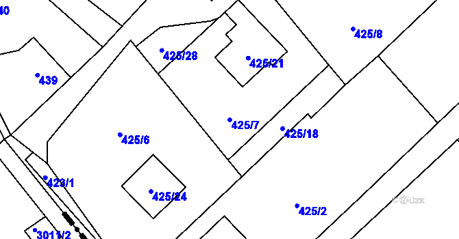Parcela st. 425/7 v KÚ Krmelín, Katastrální mapa