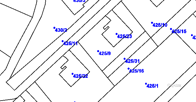 Parcela st. 425/9 v KÚ Krmelín, Katastrální mapa