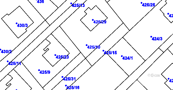 Parcela st. 425/10 v KÚ Krmelín, Katastrální mapa