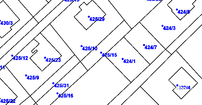 Parcela st. 425/15 v KÚ Krmelín, Katastrální mapa