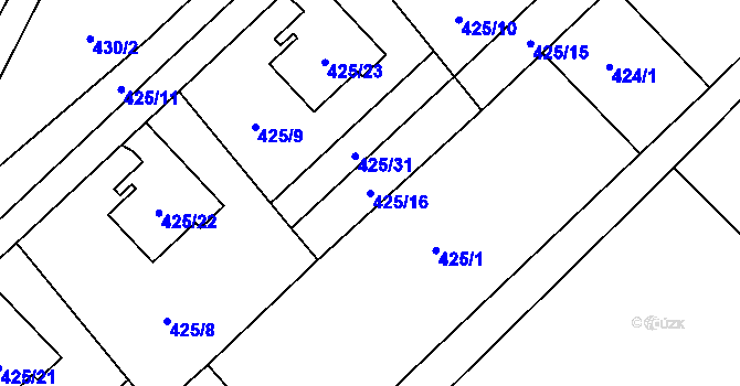 Parcela st. 425/16 v KÚ Krmelín, Katastrální mapa