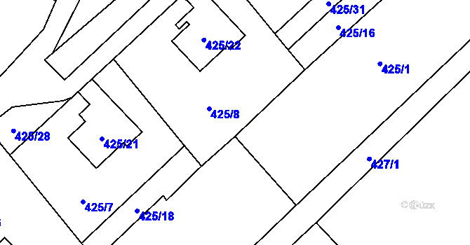 Parcela st. 425/17 v KÚ Krmelín, Katastrální mapa