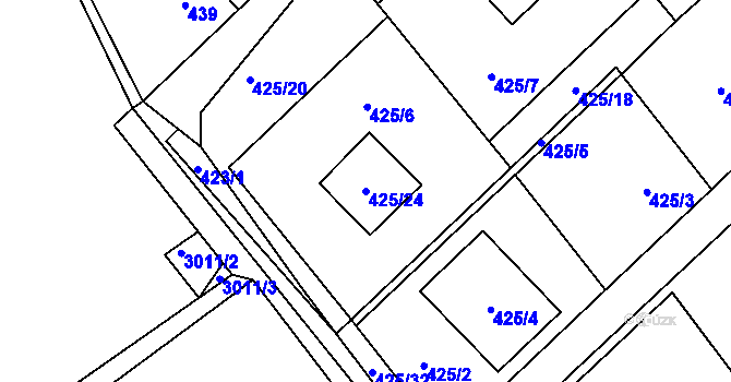 Parcela st. 425/24 v KÚ Krmelín, Katastrální mapa